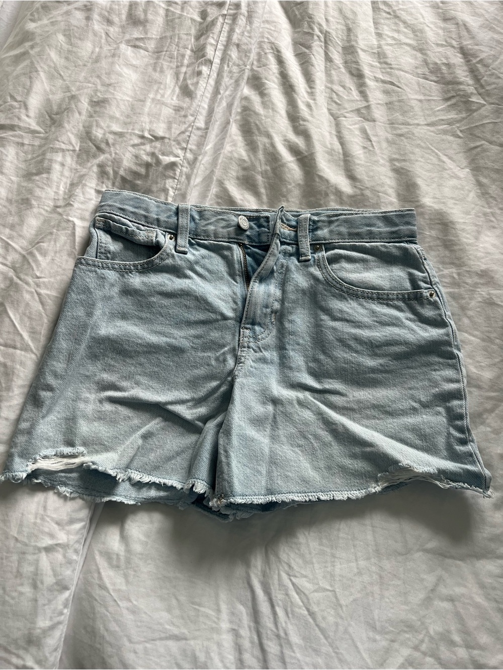 Old Navy Light Wash Denim Cutoff Shorts (high rise)